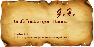 Grünsberger Hanna névjegykártya